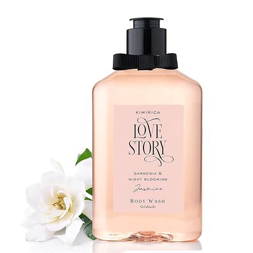 Kimirica Love Story Summer Body wash Gentle Exfoliating Shower Gel 270ml | Deep Cleanses Skin | 100% Vegan and Paraben Free (Night Blooming Jasmine & Bergamot).