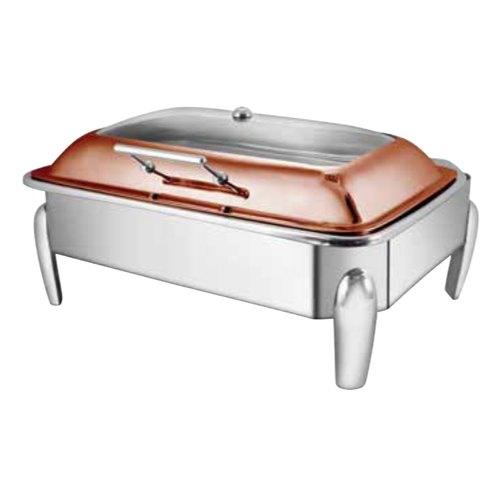 Chafing Dishes - Rectangular Half Glass Rose Gold Lid With Electric Frame Chafer