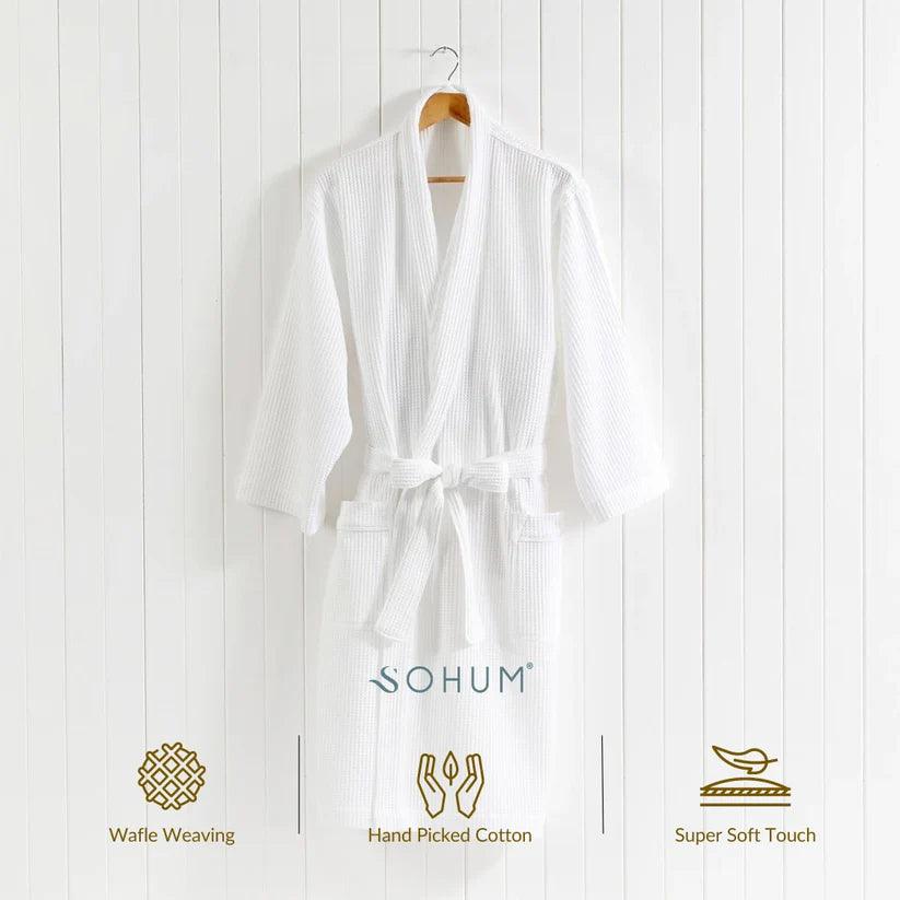 Sohum Bath Robe Waffle White