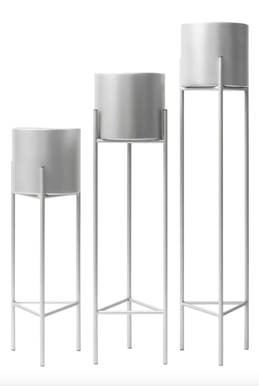 Gelenazed Rictange Grey Planter -Set/3 Glossy grey Powder coating