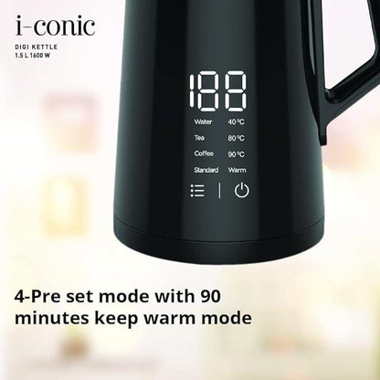 Havells I-Conic 1.5 Litre Digi Kettle with double wall and 304 stainless steel tank (Black)