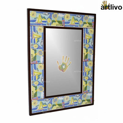 Artlivo 22″ Decorative Bathroom Wall Hanging Tile Mirror Frame