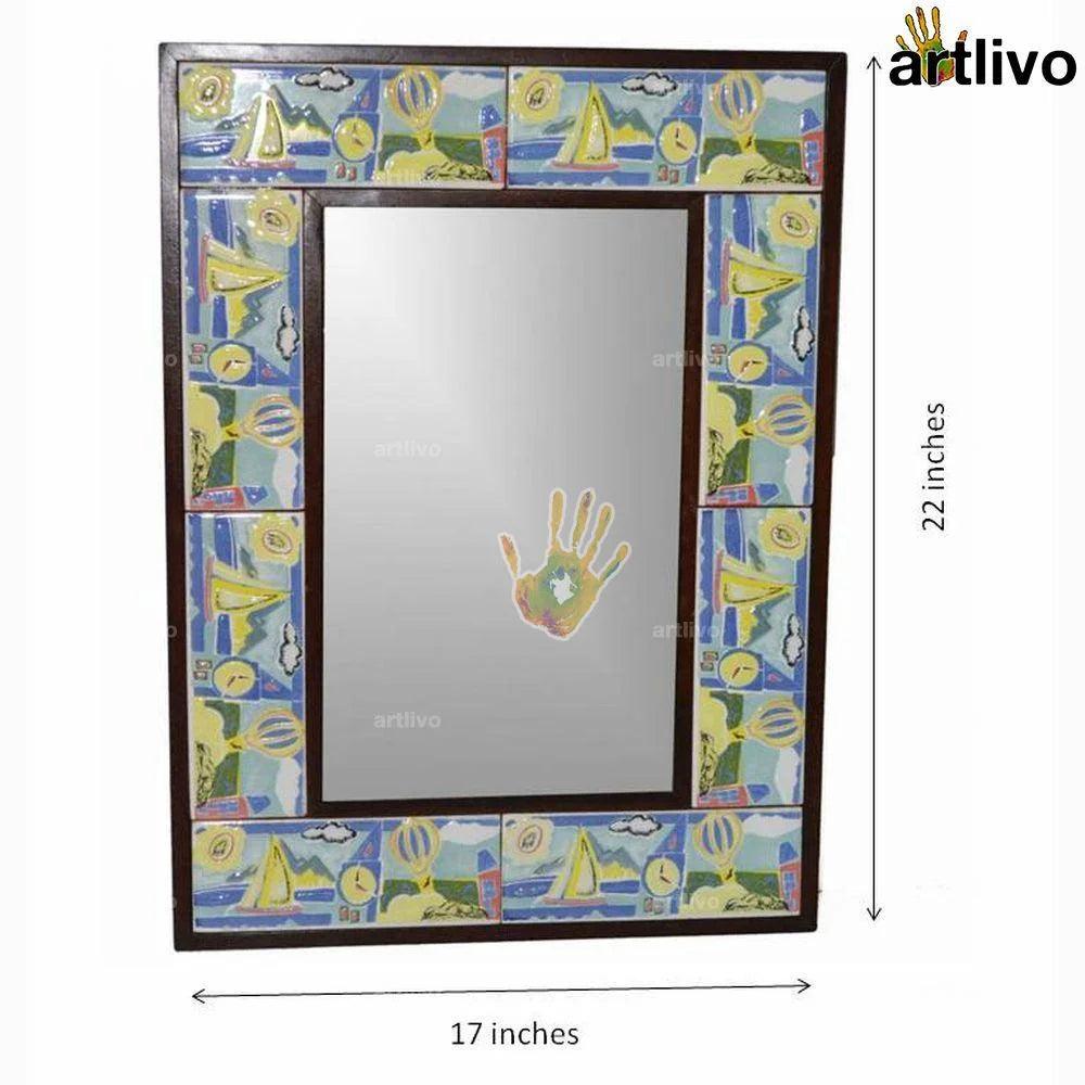 Artlivo 22″ Decorative Bathroom Wall Hanging Tile Mirror Frame