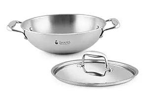 Tri-ply cookware -Wok with lid mirror finish