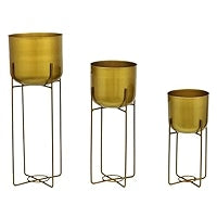 Metaledge Gold/Black Planter-Set/2 Pot  -  Matt Gold Plated, & Black Powder Coated