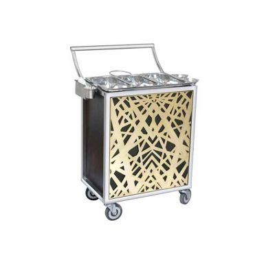 Laufeen Dish & Trolley - Gold Laser Cut 2 Pans Snack Trolley