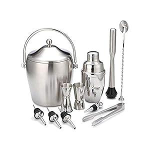 Bar Accessories - Bar Set Ice Bucket/Cocktail Shaker/Tong/Peg Measurer/Opener SC/BRS/05N