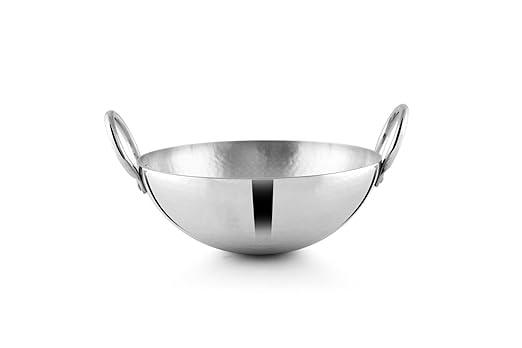 Cookware - 430 Stainless Steel Kadai Without Lid (Hammered/Plain)  Size - 18 Cm