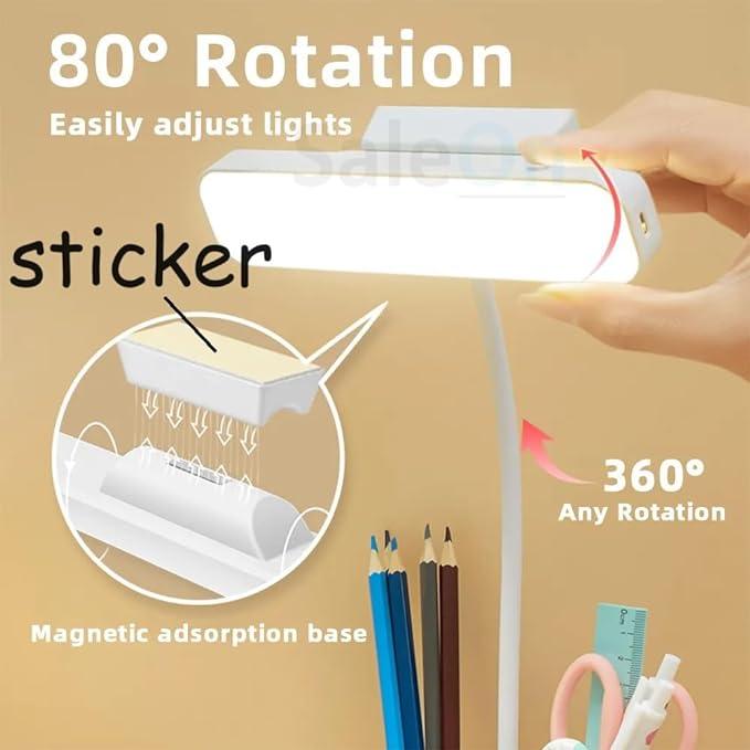 SaleOn Magnetic Detachable Desk Lamp, 3 Color Modes Lamp with Eye Care & Pen Holder, Reading Lamp with Flexible Gooseneck, Rechargeable Study Lamp with Adjustable Brightness & Phone Holder