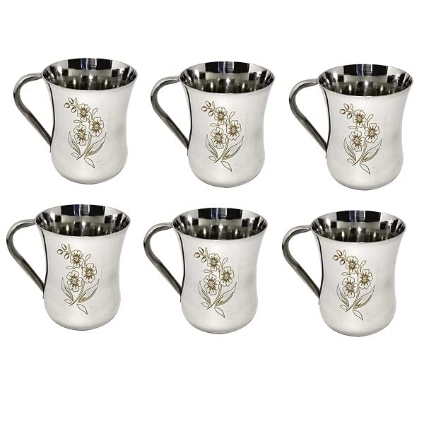 Table Ware - ServEzee Stainless Steel Laser Printed Tea/Coffee Cup, Payali Set, Useful, Mini Cups Chai ka Cup  MYA-XYX-009