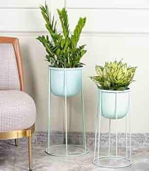 Metaledge Ovate Planter-Set/2-Sky Blue Patina