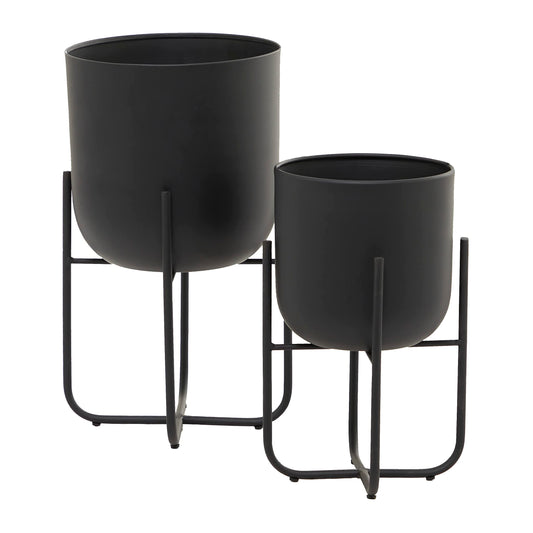 Metaledge Full Black Planter-Set/2  -   Black Powder Coated