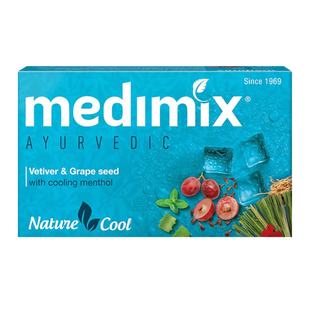 Medimix Ayurvedic Cool Soap with Vetiver and Grape Seed - 125gm