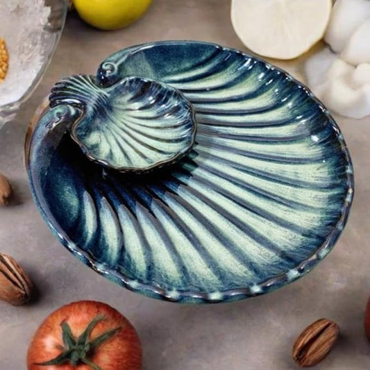 table ware -  Seashell Design Blue Serving plate - MYA-SXB=023