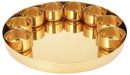 Stainless steel thali set - Gold thali set sovereign