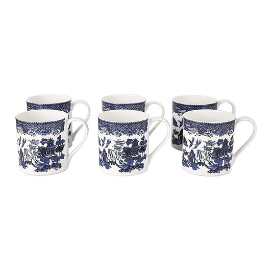 TableWare - Anwaliya Japan Series Coffee Mug - Bone China Set of 4 (350ml) Handcrafted Design Tea Cups Set of 4 Stackable, Chip Resistant, with Handles Large Serving Coffee Cup (Blue) MYA-XYX-010