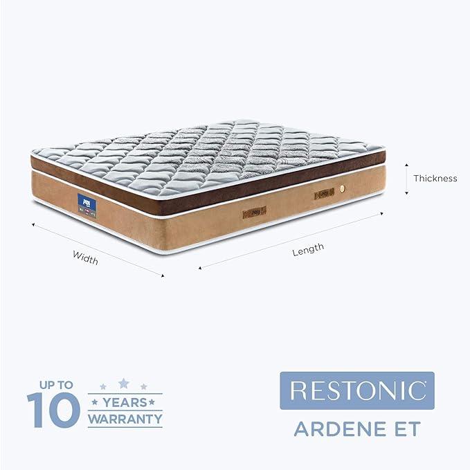 peps Restonic Ardene Euro Top 08 inch King Size Pocketed Spring Mattress (Brown 75X72X08) Get Free Pillow