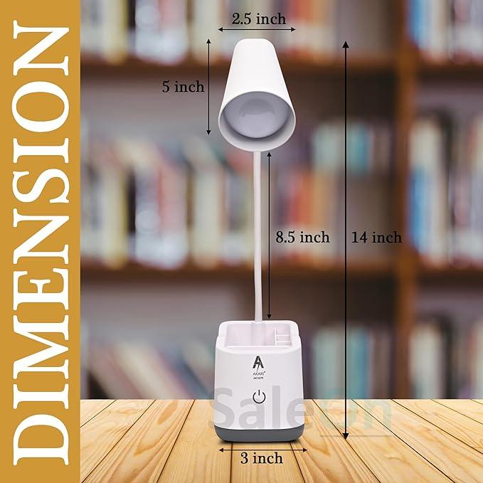 SaleOn Rechargeable Des Lamp Table Touch Lamp Study Lamp with Eye Care Feature and Phone Holder White Led Light -1797