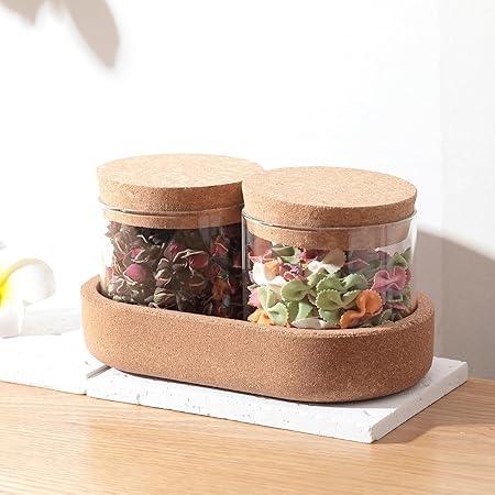 Cork Serving/Decor Tray - Set Of 2 Jars With Tray