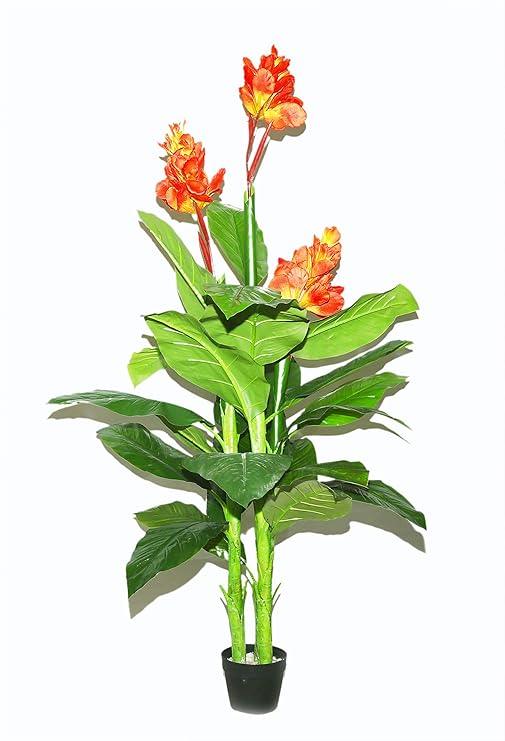 Artificial Plants-Canna Lily Plant Red 4 ft