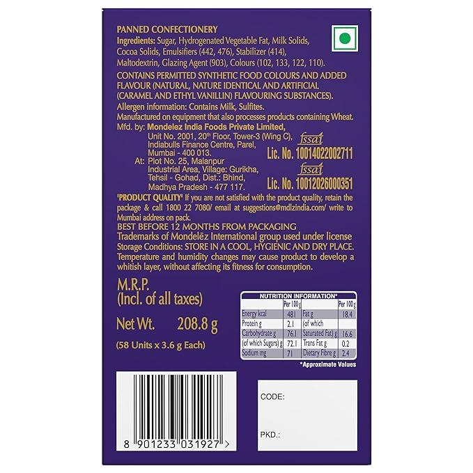 Cadbury Dairy Milk Shots, Chocolate Balls, Carton Pack (58 x 3.6 g), 208.8 g