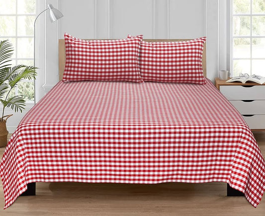 Bed linen economy-Bed sheet siyaram check- Double bed sheet