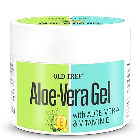 Old Tree Pure Aloe Vera Skin Gel (100g) - Non Sticky Aloe Vera Gel with Vitamin E for Glowing Skin, Body and Hair Care