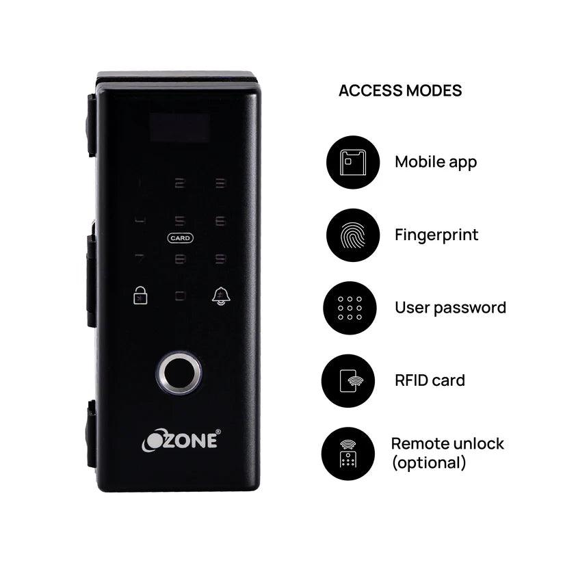 Ozone Glass Door Lock (G2G) with 4-way Unlock for Internal Doors | Free Installation | Door Thickness: 10-12 mm Smart Locks