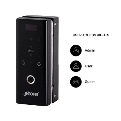 Ozone Glass Door Lock (G2G) with 4-way Unlock for Internal Doors | Free Installation | Door Thickness: 10-12 mm Smart Locks