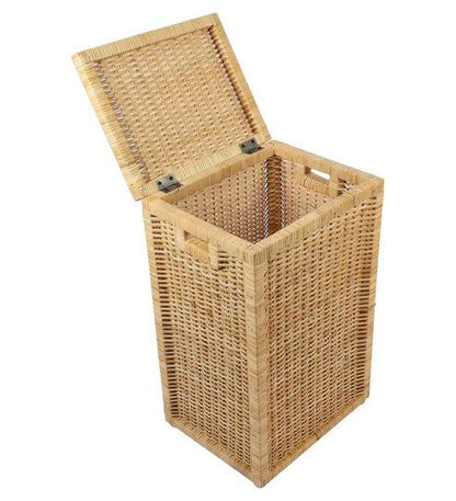 Grass Bamboo cane Storage Basket with Lids | laundry hampers for bathroom wicker laundry basket storage basket(14"L x 18"W x 22"H)