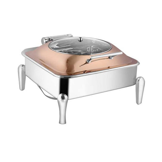 Radiant Series - Radiant Rose Gold Square Glass Lid With Chic Legs