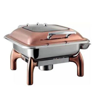 Radiant Series - Radiant Rose Gold Rect. Glass Lid With Chic Legs