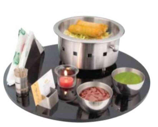 Snack Serving - Coal Black Round Snack Warmer Set