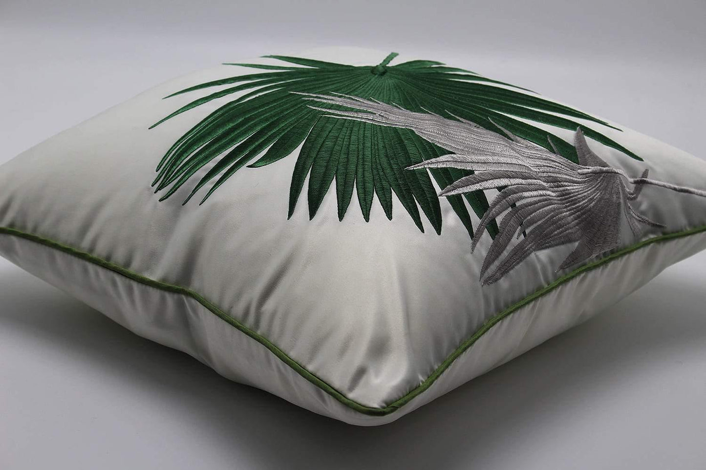 Flair White Green Leaf Beautiful Cushion- Angie Homes