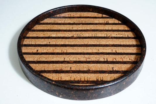 Cork Serving/Decor Tray - Striped Tray