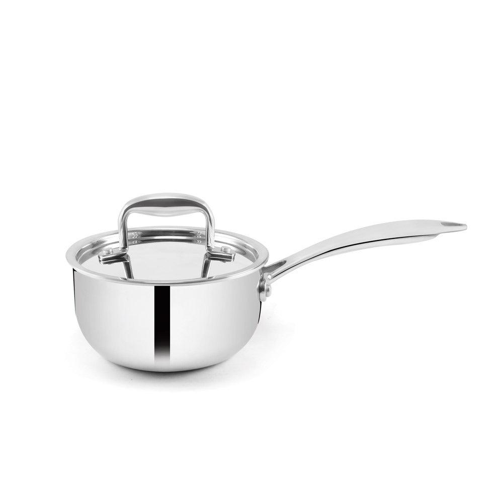 Cookware - 430 Stainless Steel Sauce Pan With Stainless Steel Lid ( Hammered) - 12 cm