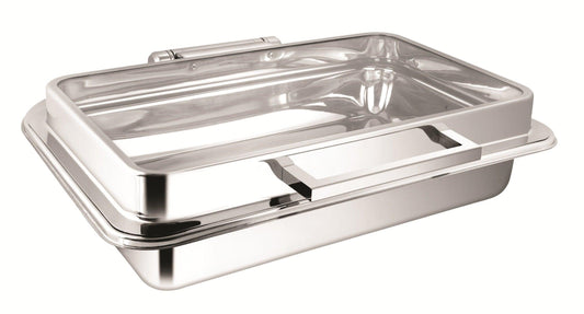 Chafing Dishes - Rectangular Full Glass Lid Induction Top Chafer - 10 Litres (Code: CD14)