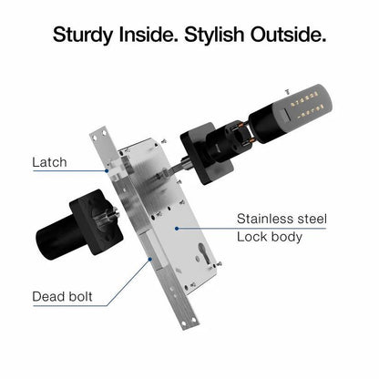 Ozone Trinity-R Smart Lock with 4-way Unlock for Internal Doors | Free Installation | Door Thickness: 35-65 mm Wooden & Metal Smart Locks