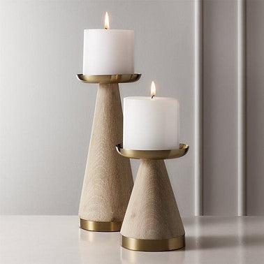 wooden candle holder set of 2 pcs - CH0029