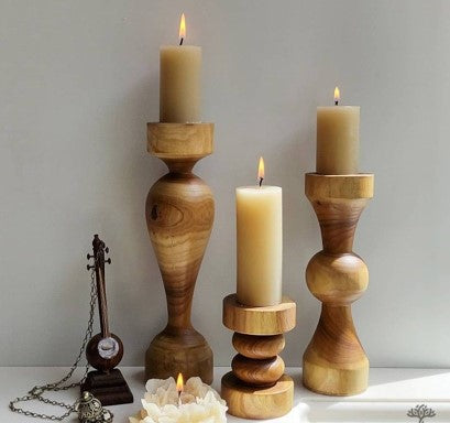 Wooden Candle Holder - CH0032- Set of 3 Pcs