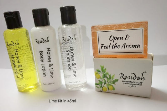 Herbal Kit of Honey & Lime Shampoo, Body Lotion, Shower Gel with Citrons & Grapefruit Soap in 45ml