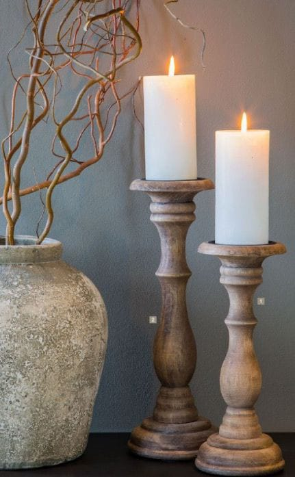 Wooden candle holder - white