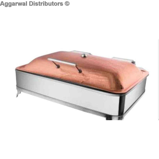 Chafing Dishes - 10 LTR Full Rose Gold Chafer With Textured Top & Frame Stand