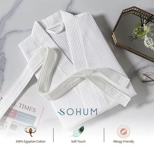 Sohum Bath Robe Waffle White