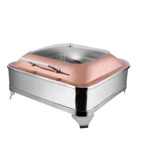 Chafing Dishes - Square Half Glass Rose Gold Lid With Electric Frame Chafer