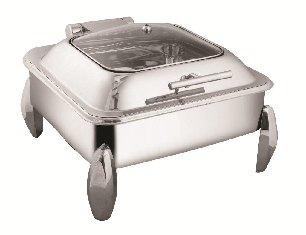 Chafing Dishes - Square Half Glass Lid Chafer with Stand - 7 Litres (Code: CD10)