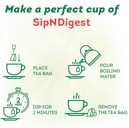 Lipton Sipndigest with Green Tea, Ginger, Tulsi & Rock Salt (Spiced Green Tea Bags), 50 Pcs, 90 Grams