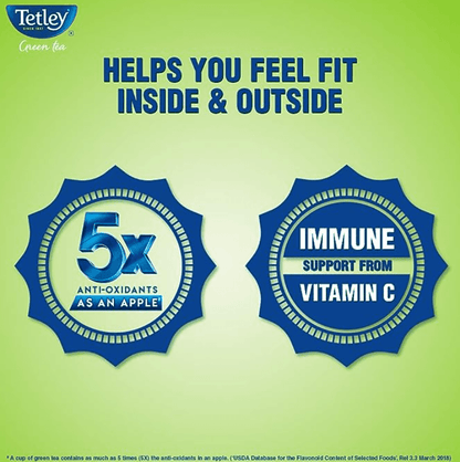 Tetley Green Tea Immune, With Added Vitamin C, Ginger, Mint & Lemon, 100 Tea Bags, 1.4gx100