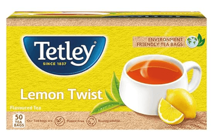 Tetley | Lemon Flavoured Refreshing Tea | Black Tea | 50 Tea Bags, 100 Grams