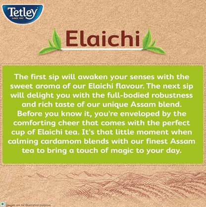 Tetley | Elaichi Flavoured Chai | Black Tea | 50 Tea Bags, 100 Grams